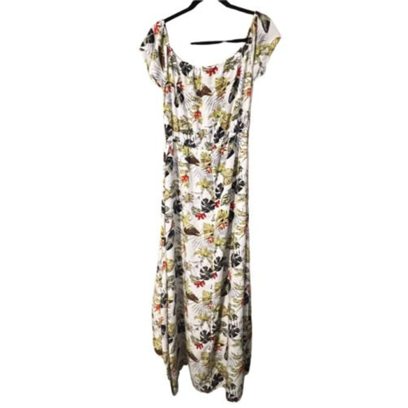 DAYTRIP White  FLoral Print Flowy ROMPER MAXI DRESS SIZE Large - Picture 1 of 8